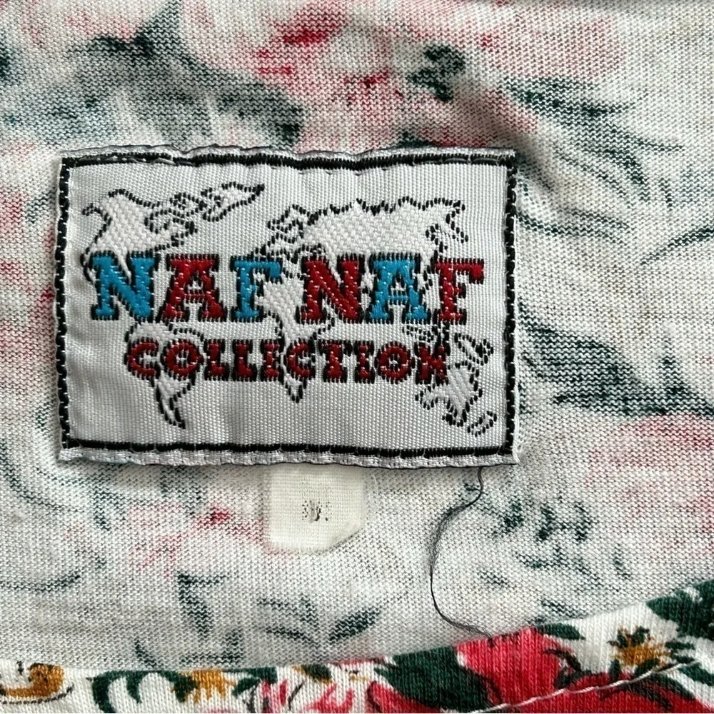 NAF NAF COLLECTION Vintage White Red Floral Skirt Crop Top Set Women Size Medium - Picture 4 of 9